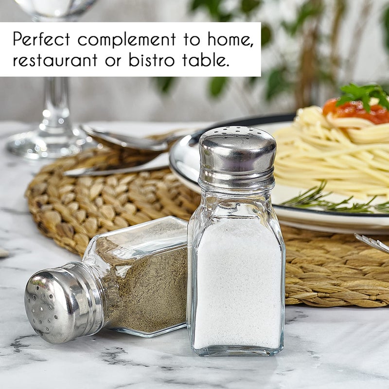 Crystalia Salt and Pepper Shakers Glass Set, Clear Home and Kitchen Design with Stainless Steel Lids - Image 2
